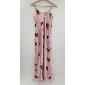 Vintage Valerie Stevens Floral Pink Long Nightgown Size Small, Hemmed Straps
